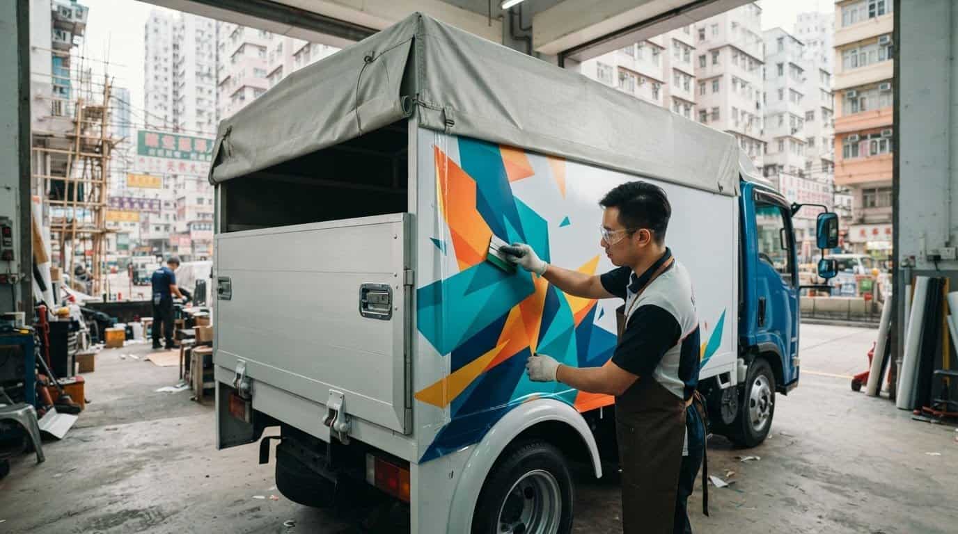 貨車車斗廣告製作與選材，從裱貼案例了解車斗及車身做法